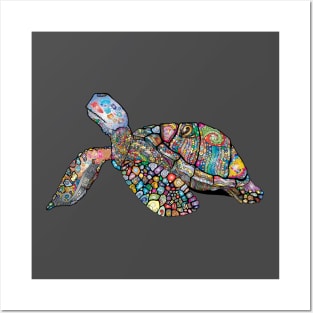 Sea Turtle Animal Floral Chromatic Colorful Posters and Art